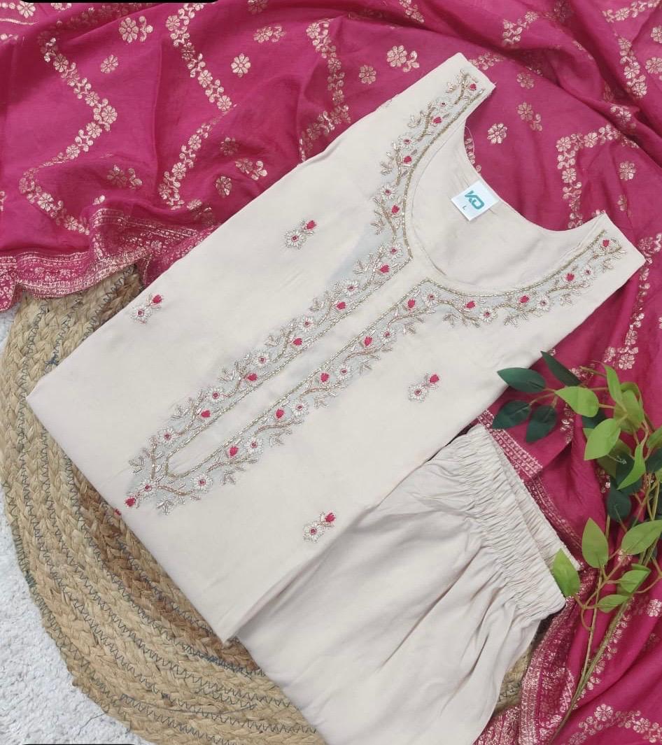 Kurti with Pant and Dupatta - Fully Stitched - XL