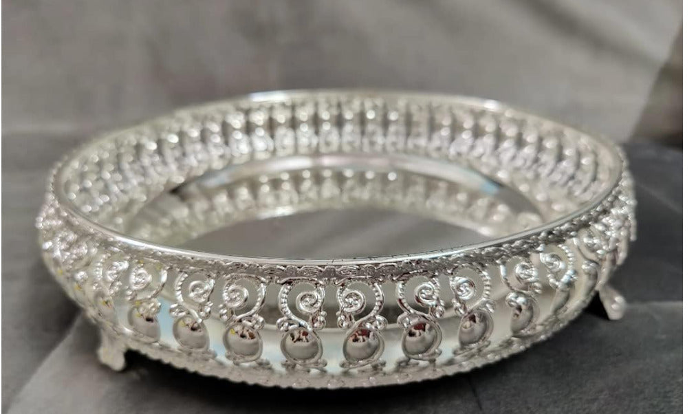 German Silver Pooja Flower Basket