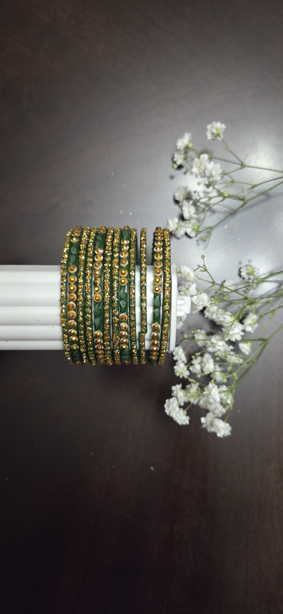 Glass Green Bangles for Pooja/Party wear