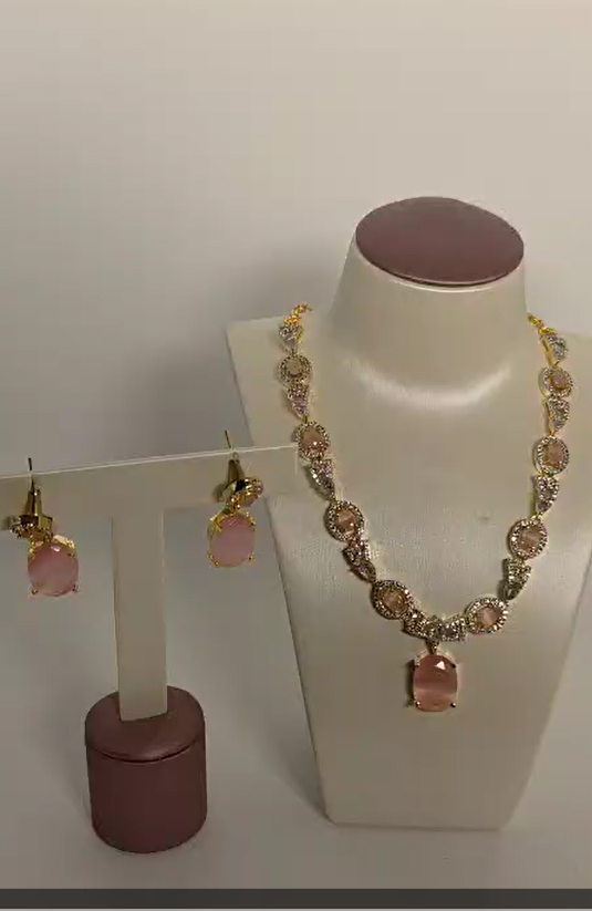 Premium quality Pink AD Jewel set