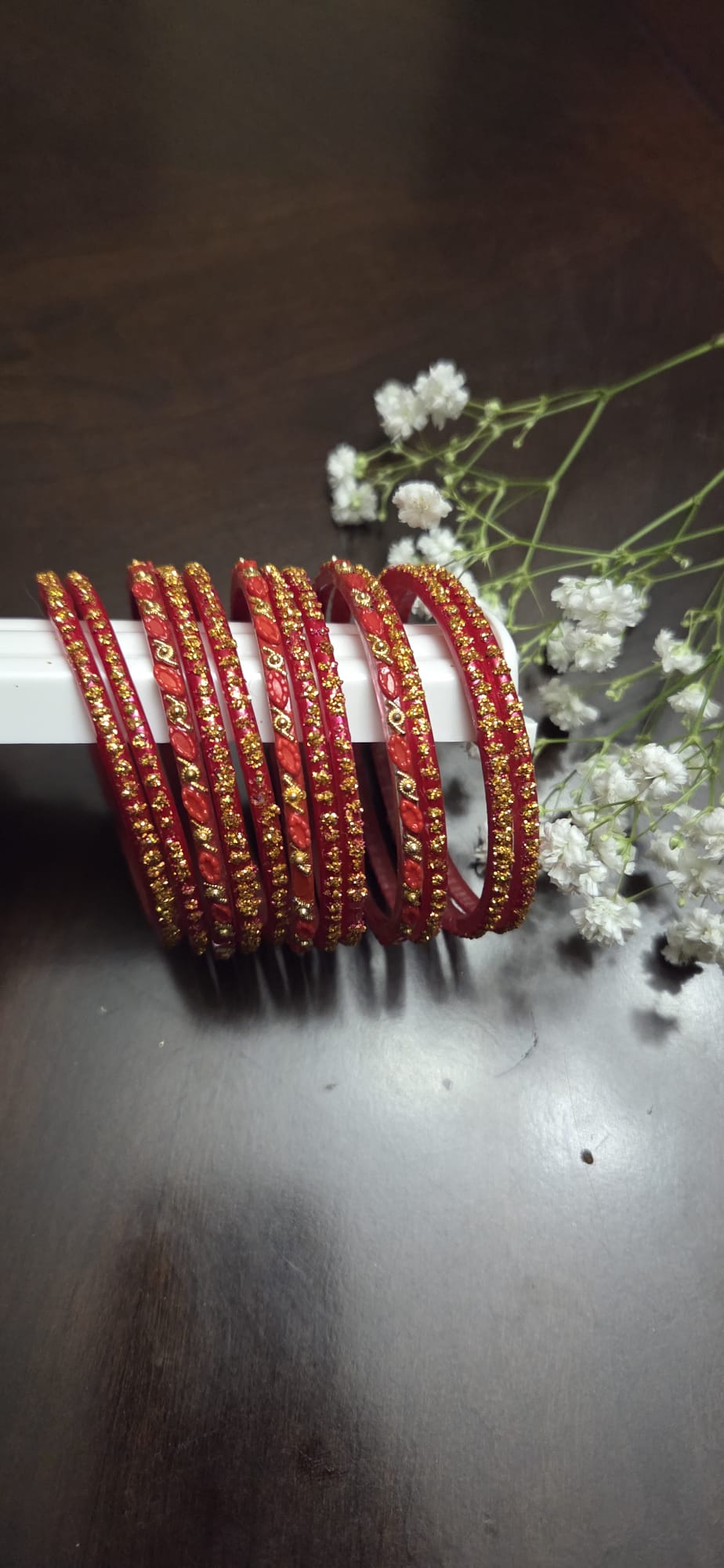 Glass Rich Quality Red bangles for party/Pooja wear