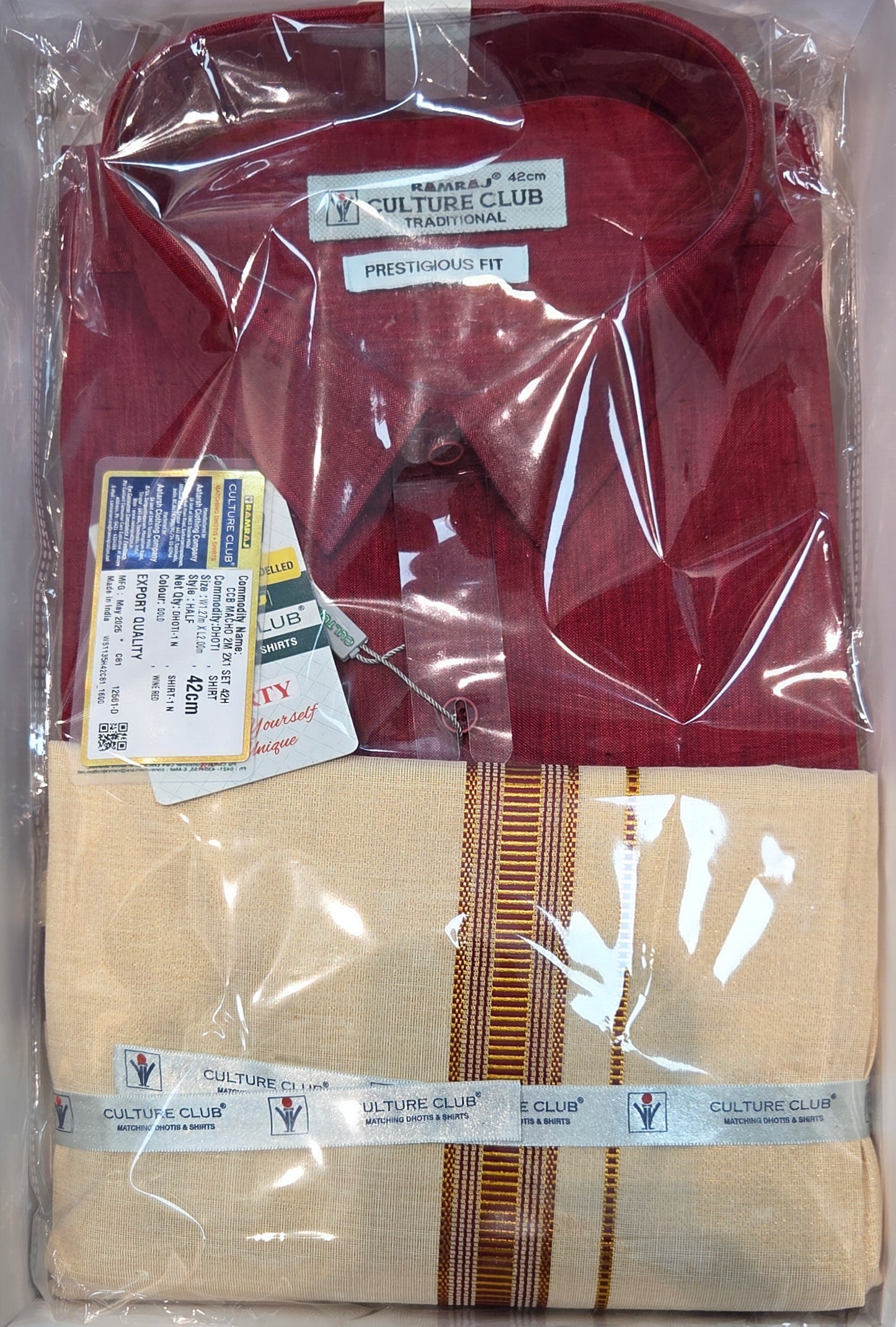 RAMRAJ - CULTURE CLUB MACHING DOTHIS & SHIRTING "2X1 SET"