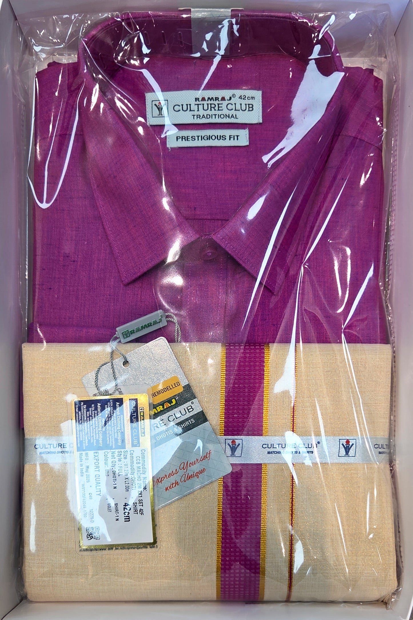 RAMRAJ - CULTURE CLUB MACHING DOTHIS & SHIRTING "2X1 SET"