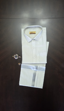 Men  Size 40 White Tissue party wear Shirt/PancheSet