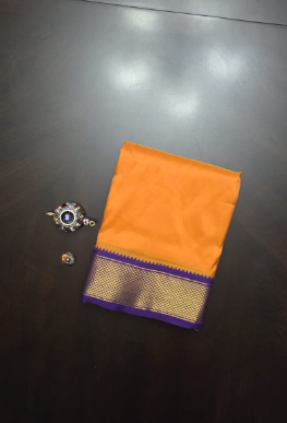 Orange big border Pattu  Blue border soft Pache/Veshti