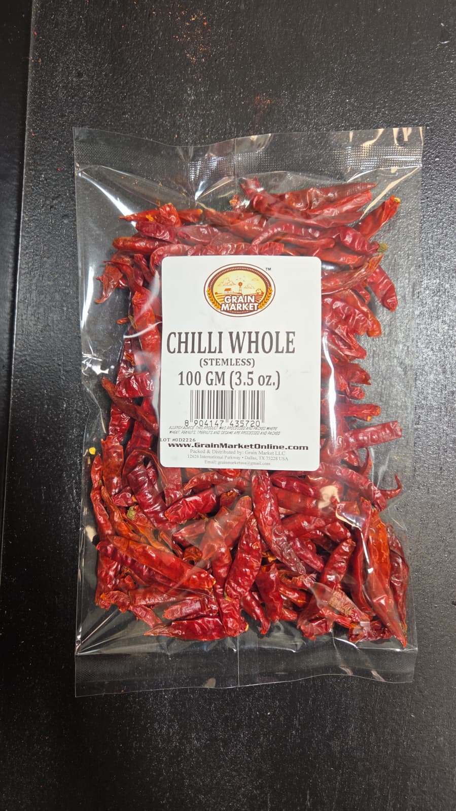 GM RED CHILLI WHOLE STEMLESS (100 GRAMS)