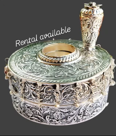 German Silver Antique Finish tiragali/Stone Grinder/Hand Grinder showpiece/Home Decor/Wedding/Festival