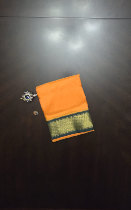 Orange big border Pattu  Green Big border soft Pache/Veshti