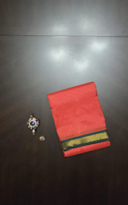 Red Small border Pattu  Blue border soft Pache/Veshti