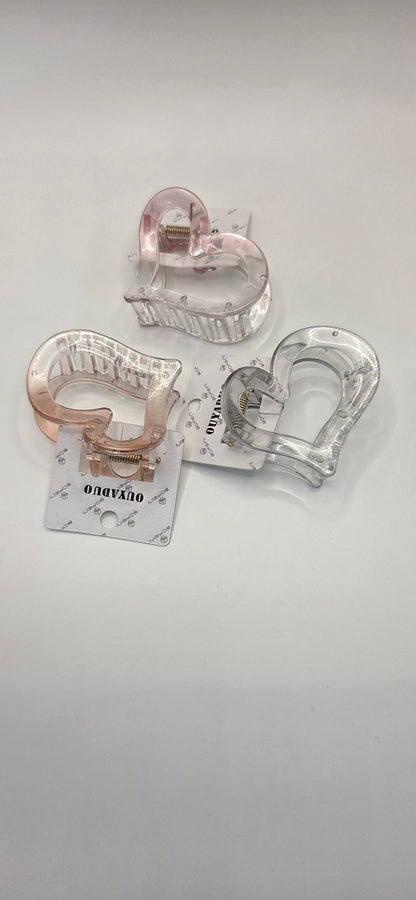 Hair Claw Clip - Heart Shaped (Transparent)