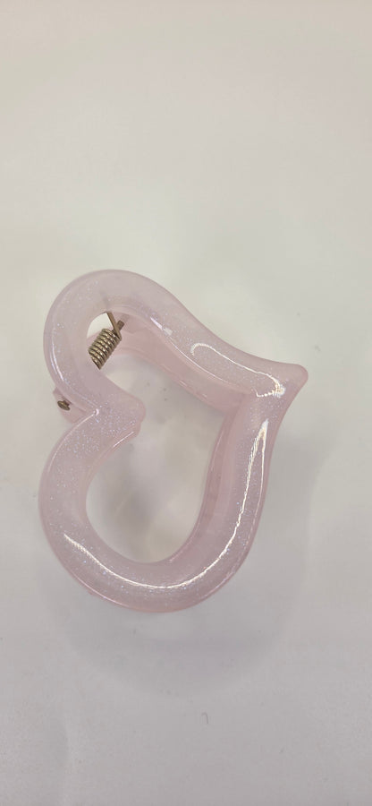 Hair Claw Clip - Heart Shaped (Opaque)